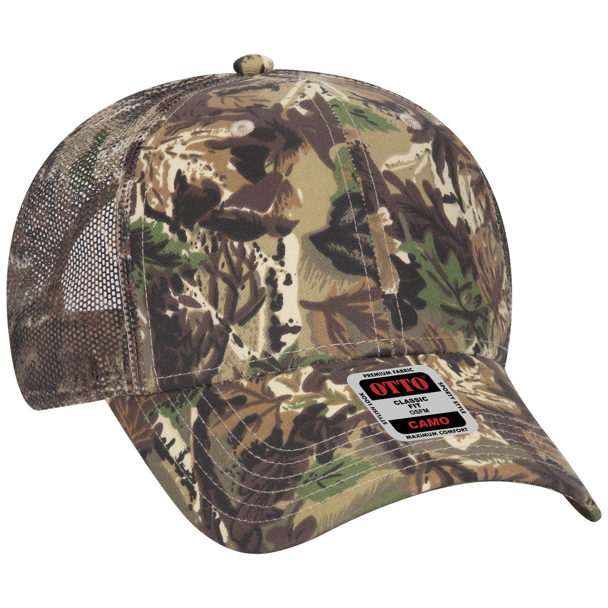 OTTO CAP Camouflage 6 Panel Low Profile Mesh Back Trucker Hat OTTO 105-751