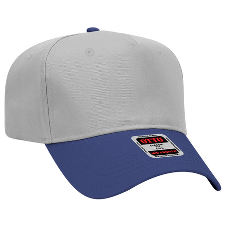 OTTO CAP 5 Panel Mid Profile Baseball Cap OTTO 31-069 Otto Cap 0114 - Ryl/Gry OSFM - Adult