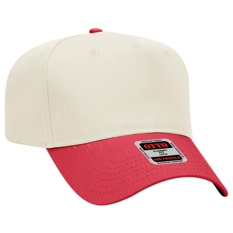 OTTO CAP 5 Panel Mid Profile Baseball Cap OTTO 31-069 Otto Cap 0231 - Red/Natl OSFM - Adult