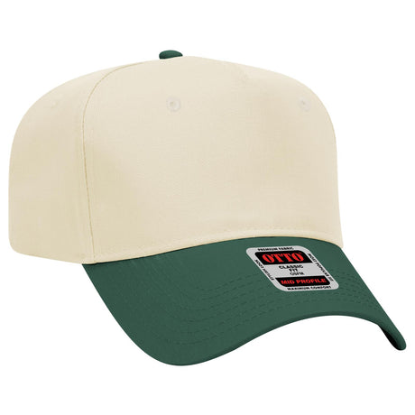 OTTO CAP 5 Panel Mid Profile Baseball Cap OTTO 31-069 Otto Cap 1731 - Dk.Grn/Natrl OSFM - Adult