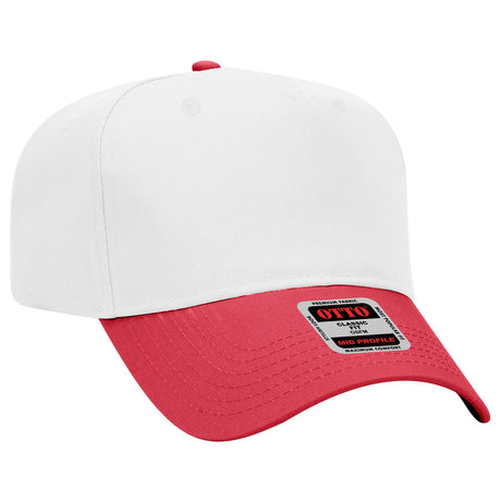 OTTO CAP 5 Panel Mid Profile Baseball Cap OTTO 31-069 Otto Cap 0216 - Red/Wht OSFM - Adult