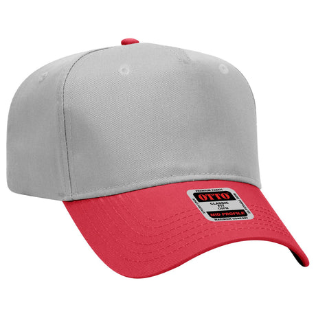 OTTO CAP 5 Panel Mid Profile Baseball Cap OTTO 31-069 Otto Cap 0214 - Red/Gry OSFM - Adult