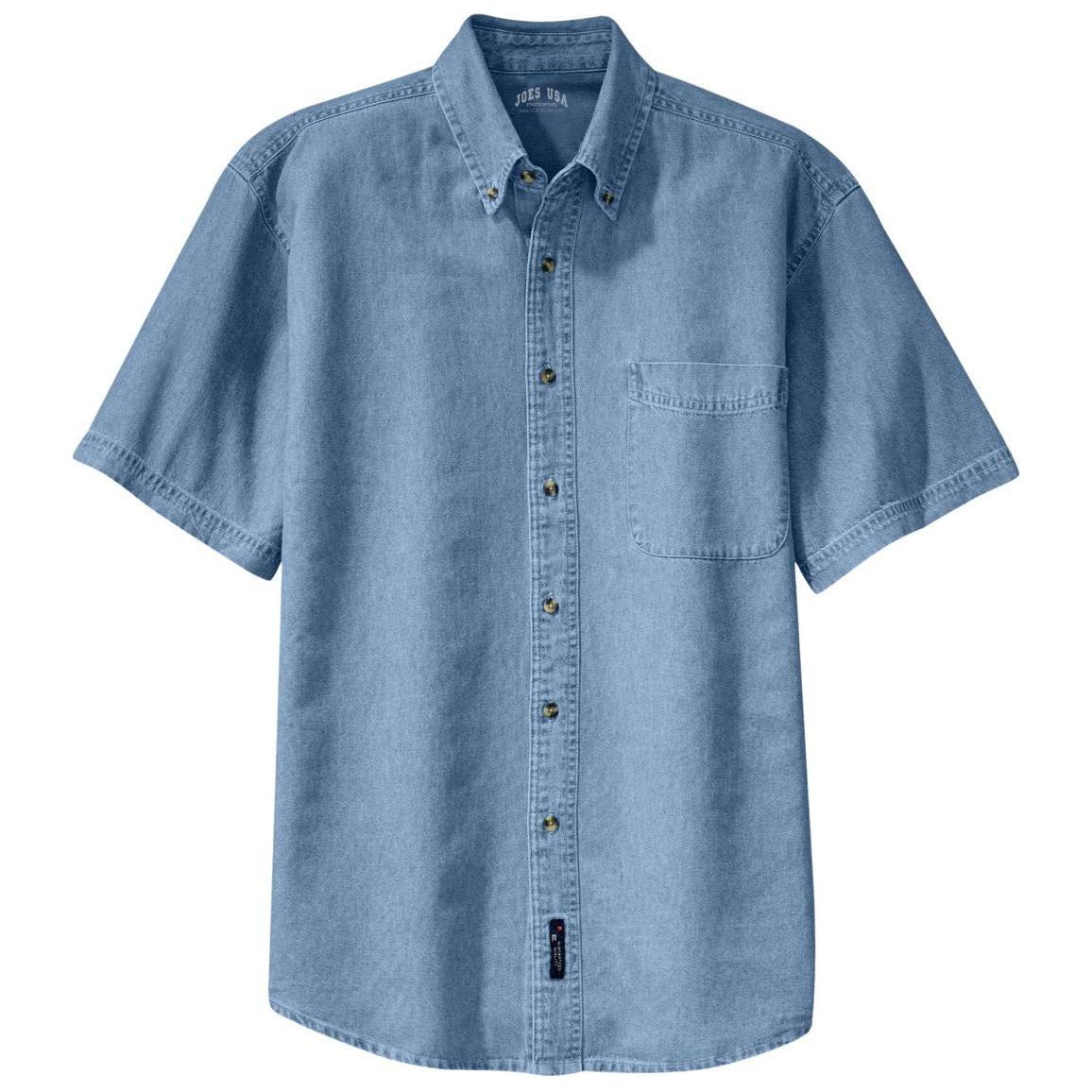 Men's Short Sleeve Value Denim Shirt Joe's USA Faded Blue X-Small