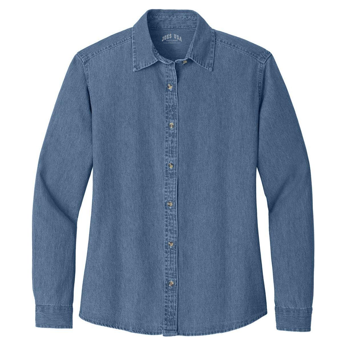 Joe's USA Ladies Long Sleeve Value Denim Shirt Joe's USA Faded Blue X-Small