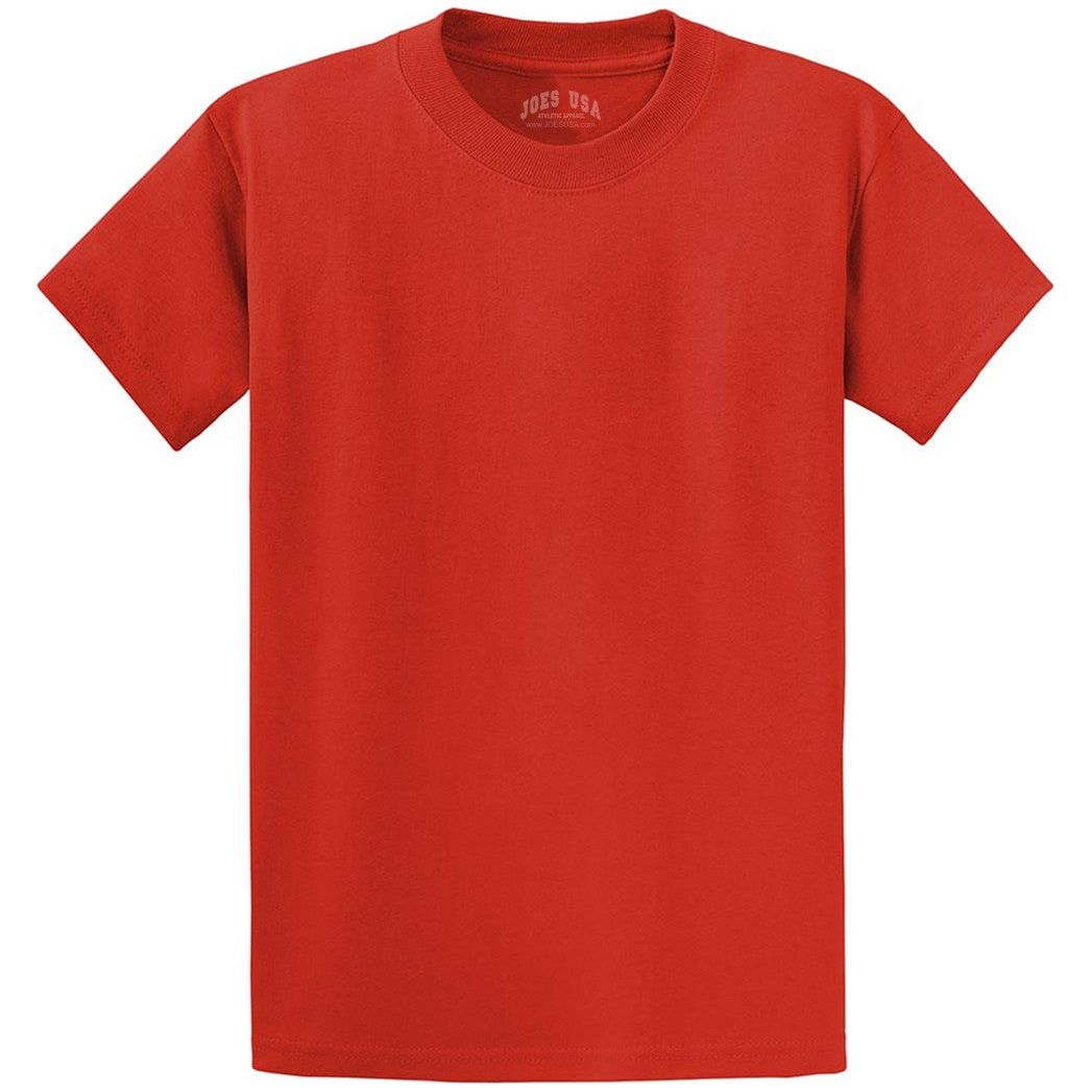 Men's Durable 100% Heavyweight Cotton T-Shirts in Regular, Big, and Tall Sizes Joe's USA Men's Apparel - Fiery Red