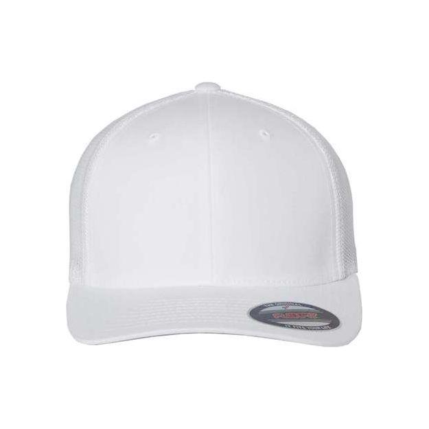 Flexfit Trucker Cap - Flexfit 6511 White One Size Hats
