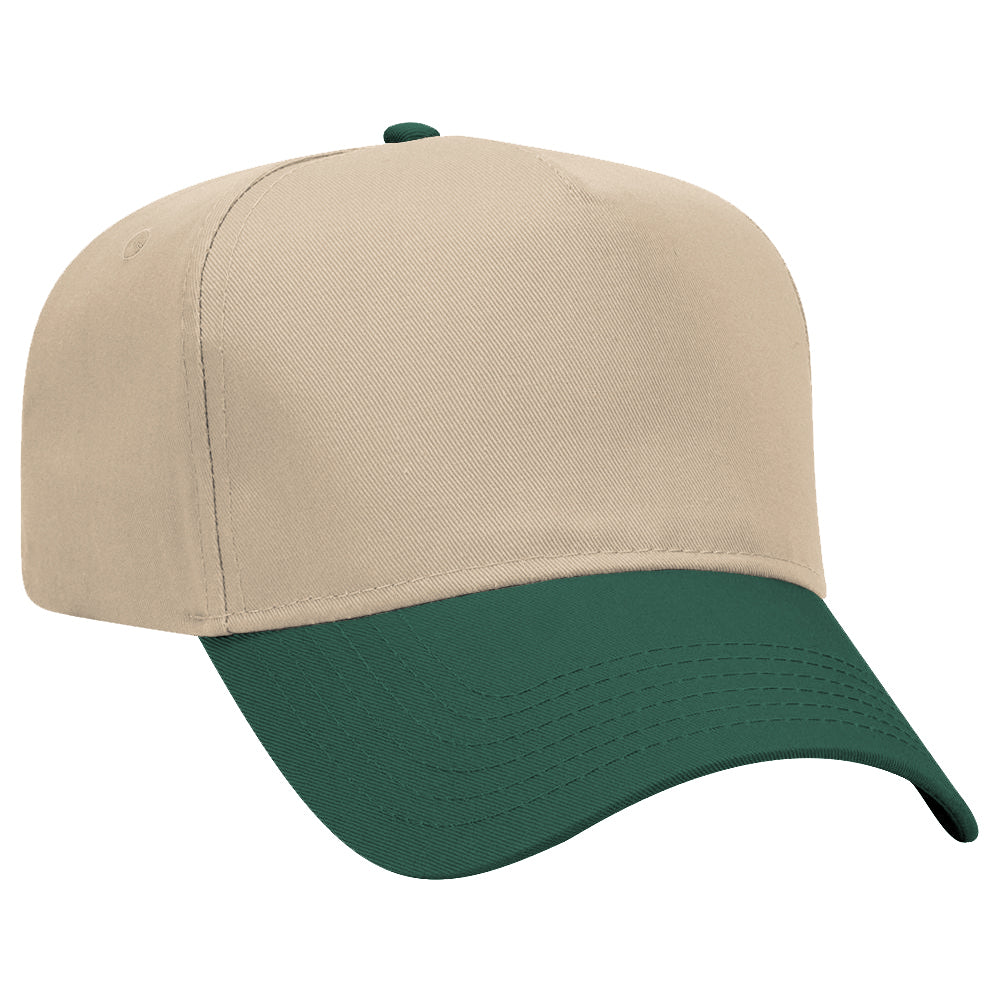 Joe's USA 5 Panel, Mid Profile Baseball Cap Caps Joe's USA Khaki/ Forest Green