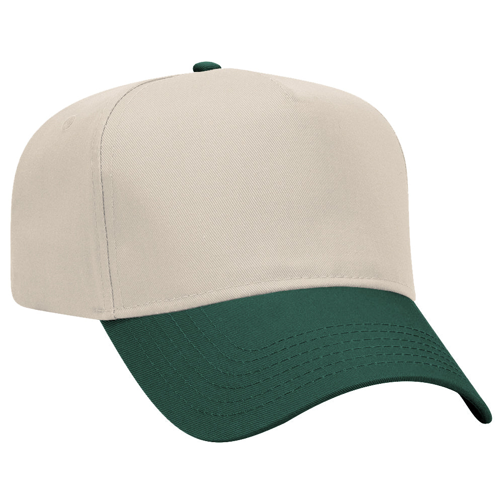 Joe's USA 5 Panel, Mid Profile Baseball Cap Caps Joe's USA Dark Green / Natural