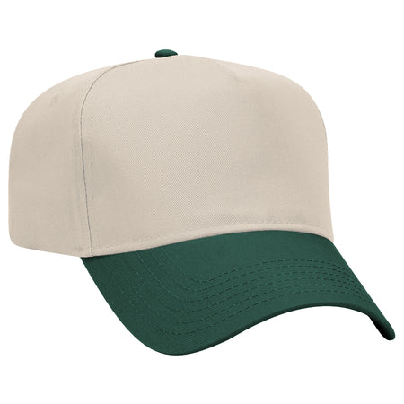 Joe's USA 5 Panel, Mid Profile Baseball Cap Caps Joe's USA Dark Green / Natural