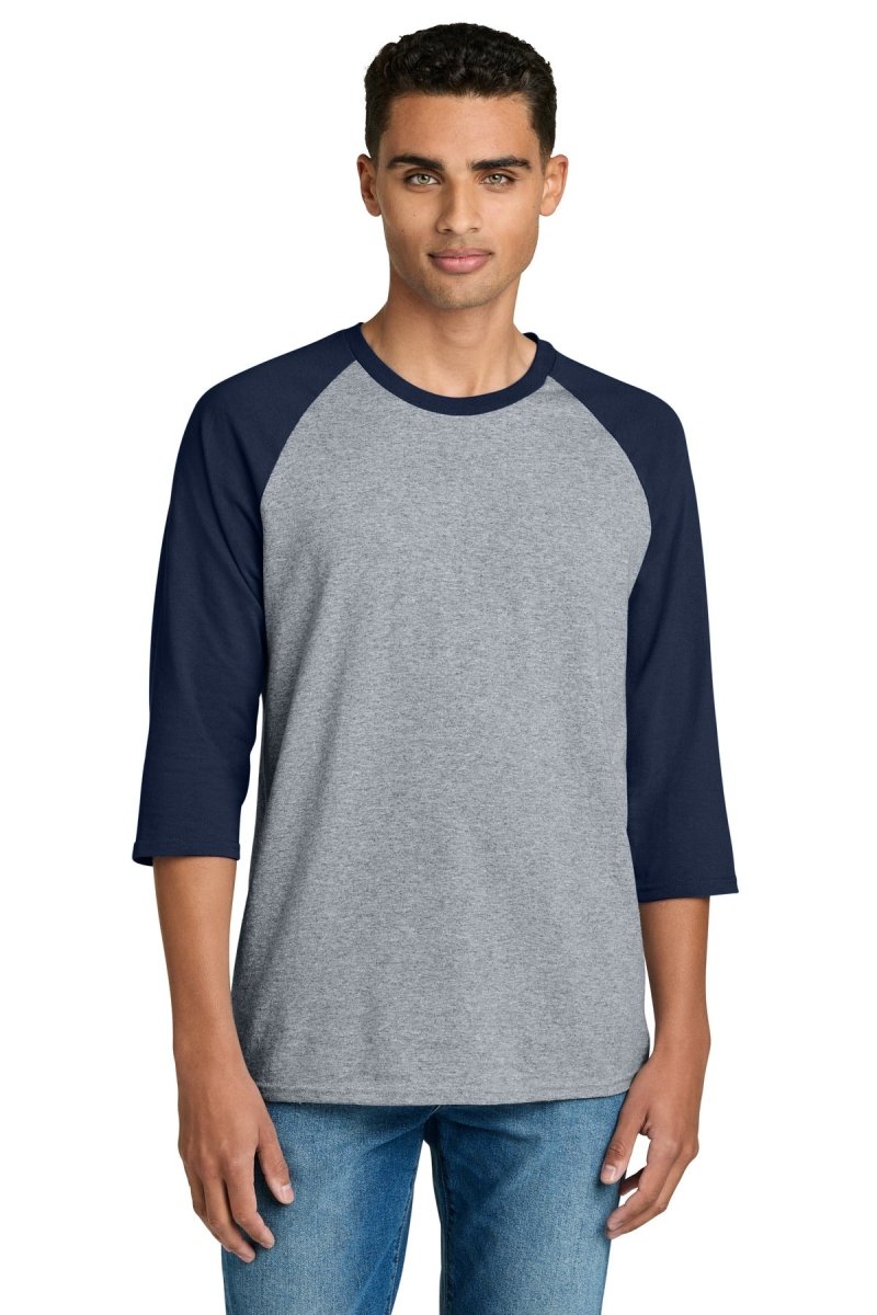 Gildan 5700 Heavy Cotton 3/4 - Sleeve Raglan T-Shirt | Wholesale Blank Baseball Tees Sport Grey Trim Navy S Short Sleeve T-Shirts