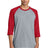 Gildan 5700 Heavy Cotton 3/4 - Sleeve Raglan T-Shirt | Wholesale Blank Baseball Tees Sport Grey Trim Red S Short Sleeve T-Shirts