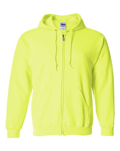 Gildan G186 Adult Heavy Blend Adult 8 oz., 50 - 50 Full - Zip Hood Safety Green S Full - Zip Hoodies