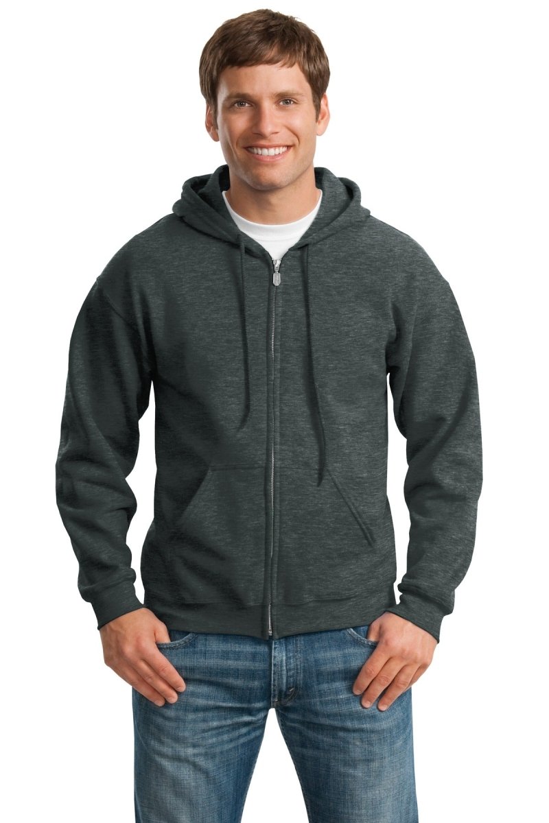 Gildan - Heavy Blend Full - Zip Hooded Sweatshirt. 18600 - Gildan 18600 Dark Heather Grey S Hoodies