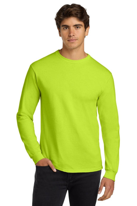 Gildan - Ultra Cotton 100% US Cotton Long Sleeve T-Shirt. G2400 - Gildan G2400 Safety Green S Long Sleeve T-Shirts