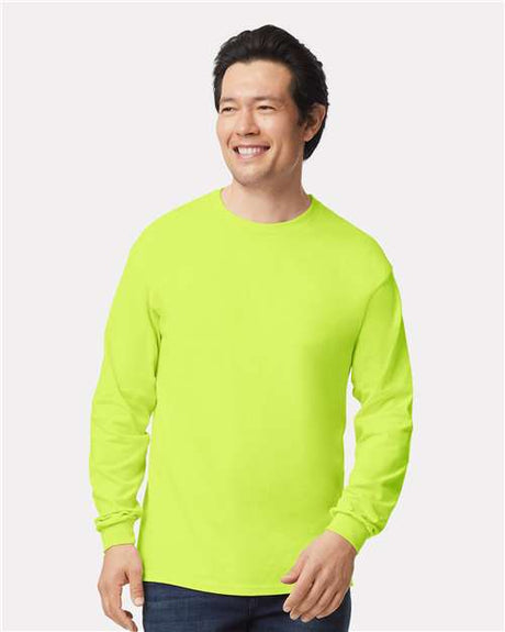 Gildan Unisex Ultra Cotton® Long Sleeve T-Shirt - Gildan 2400 Safety Green S Long Sleeve T-Shirts