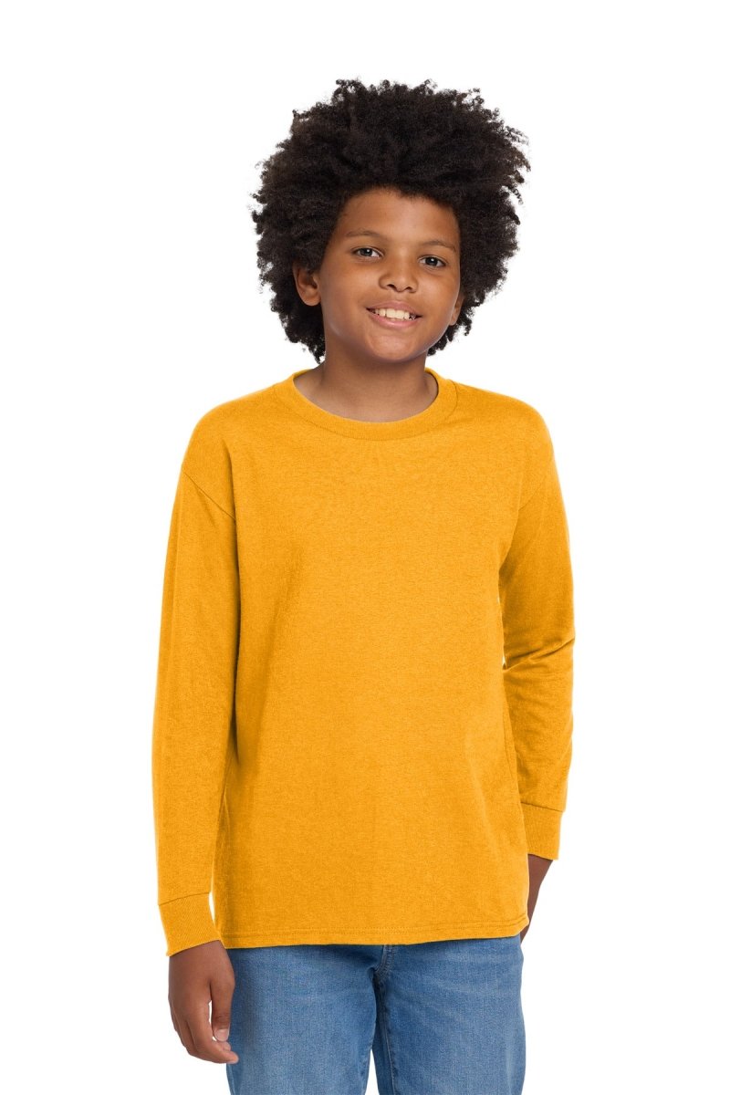 Gildan ® Youth Heavy Cotton ™ 100% Cotton Long Sleeve T-Shirt. 5400B - Gildan 5400B Gold XS Long Sleeve T-Shirts