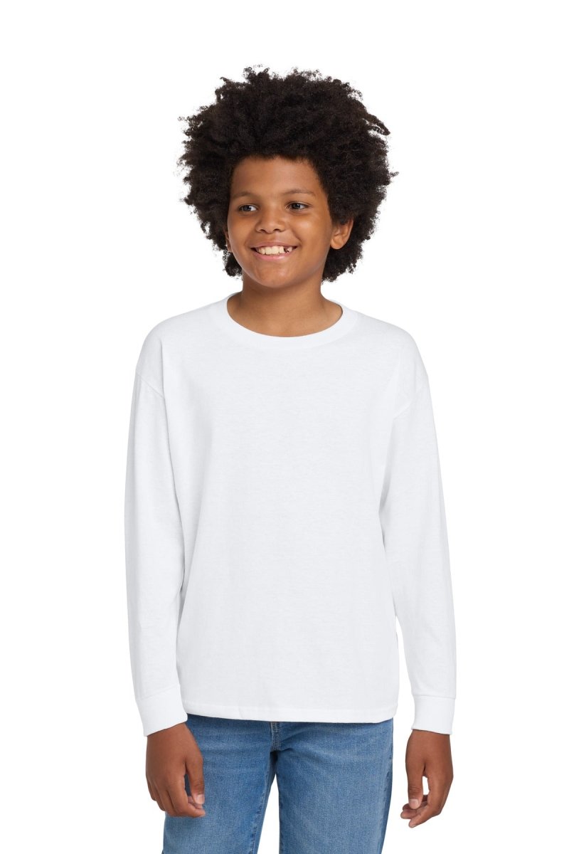 Gildan ® Youth Heavy Cotton ™ 100% Cotton Long Sleeve T-Shirt. 5400B - Gildan 5400B White XS Long Sleeve T-Shirts