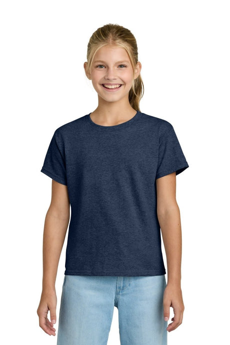 Gildan ® Youth Light Cotton Tee 3000B - Gildan 3000B Heather Navy XS Short Sleeve T-Shirts