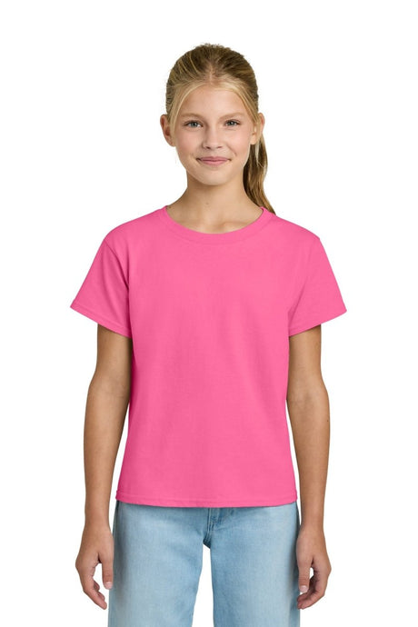 Gildan ® Youth Light Cotton Tee 3000B - Gildan 3000B Safety Pink XS Short Sleeve T-Shirts