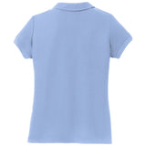Girls Silk Touch Peter Pan Collar Polo Light Blue Youth X - Small Polos/Knits