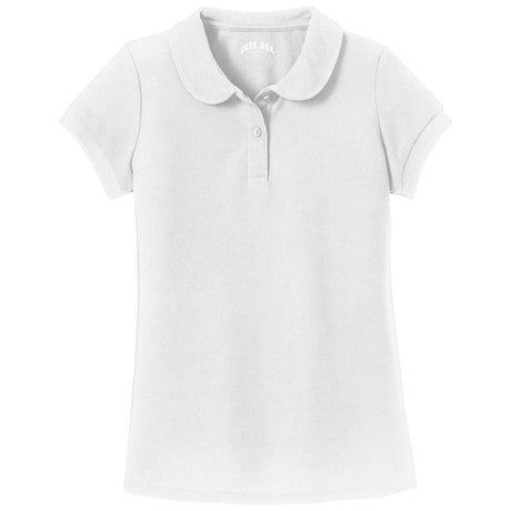 Girls Silk Touch Peter Pan Collar Polo White Youth X - Small Polos/Knits