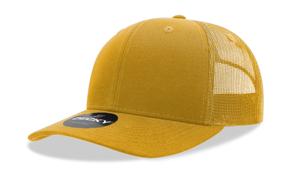 Decky 6 Panel Mid Profile Structured Cotton Blend Trucker | Decky 6021