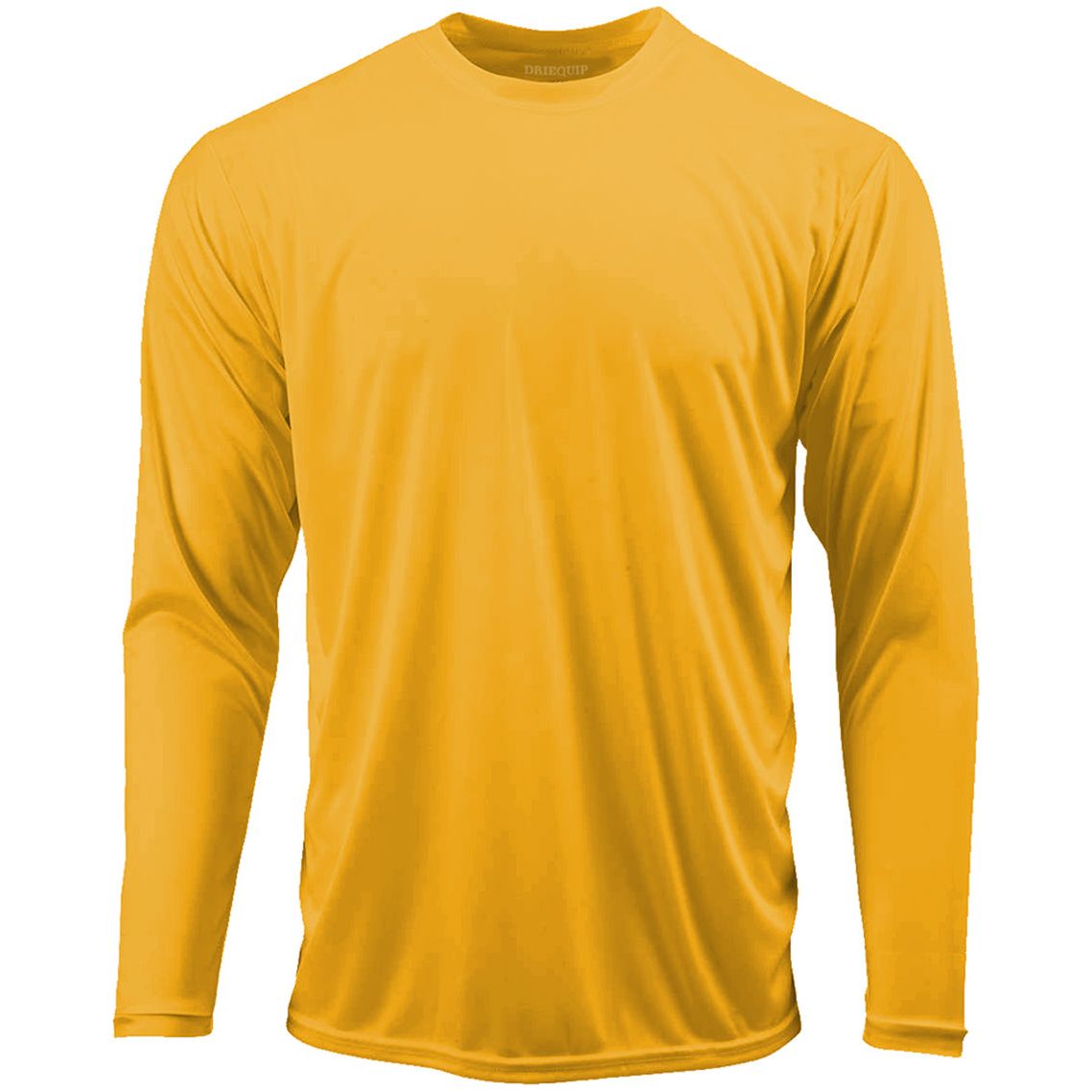 Mens Long Sleeve Moisture Wicking Athletic Shirts in Mens Sizes XS-4XL Activewear DRI-EQUIP Gold