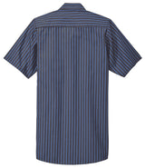 Men's Short Sleeve Striped Industrial Work Shirt