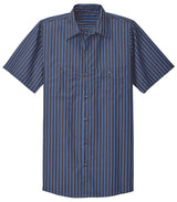 Men's Short Sleeve Striped Industrial Work Shirt