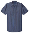 Men's Short Sleeve Striped Industrial Work Shirt