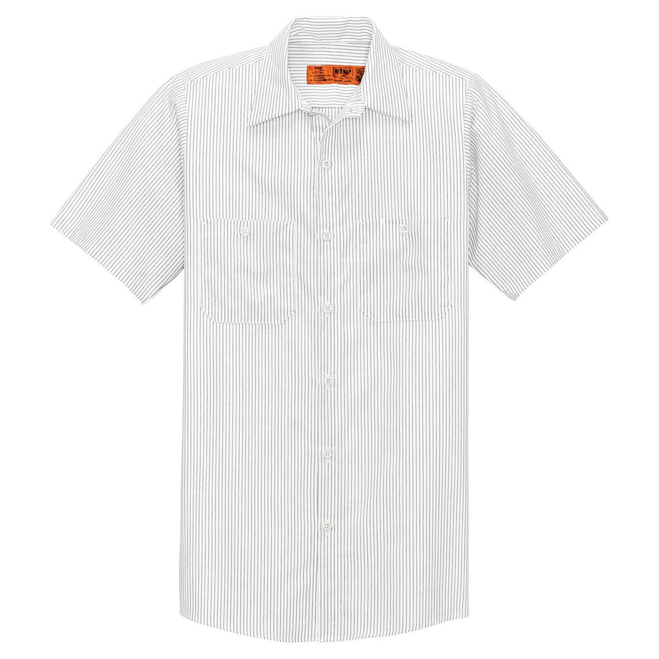 Men's Short Sleeve Striped Industrial Work Shirt