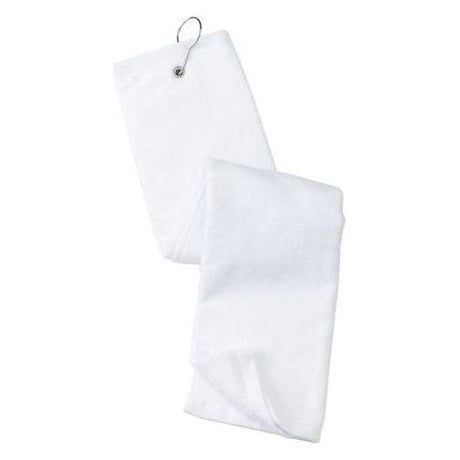 Grommeted Tri - Fold Golf Towel White Classic Towels