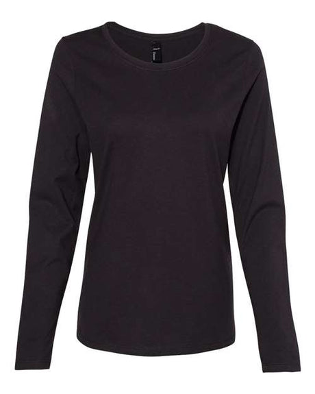 Hanes Women's Perfect - T Long Sleeve Scoopneck T-Shirt - Hanes S04LS Black 4XL Short Sleeve T-Shirts