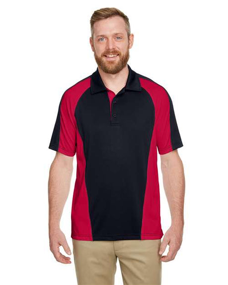 Harriton Men's Advantage Snag Protection Plus IL Colorblock Polo - Harriton M385 Black/ Red/ Dark Charcoal S