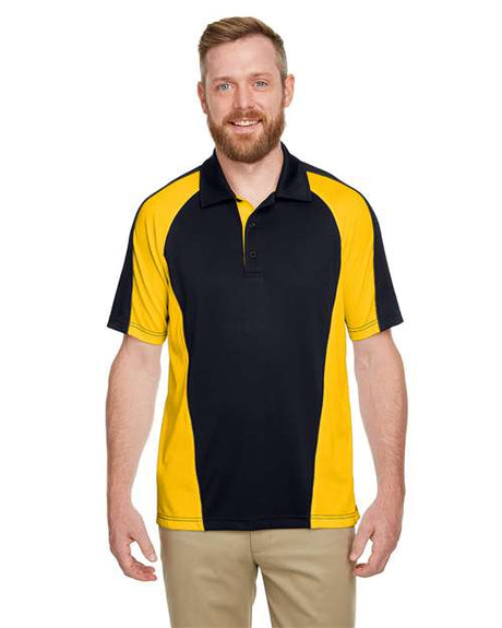 Harriton Men's Advantage Snag Protection Plus IL Colorblock Polo - Harriton M385 Black/ Sunray Yellow/ Dark Charcoal S