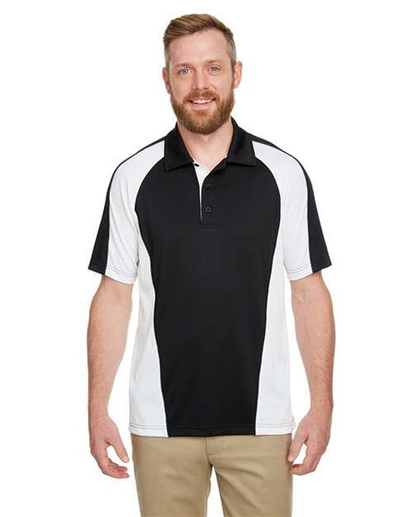 Harriton Men's Advantage Snag Protection Plus IL Colorblock Polo - Harriton M385 Black/ White/ Dark Charcoal S
