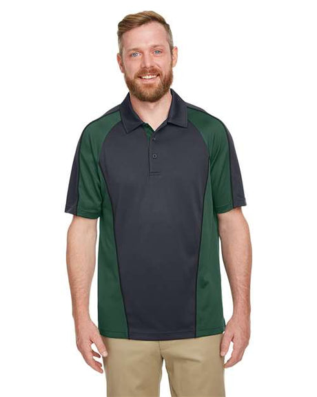 Harriton Men's Advantage Snag Protection Plus IL Colorblock Polo - Harriton M385 Dark Charcoal/ Dark Green/ Black S