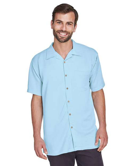Harriton Men's Bahama Cord Camp Shirt - Harriton M570 Cloud Blue S