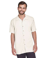 Harriton Men's Bahama Cord Camp Shirt - Harriton M570 Cream S