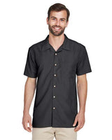 Harriton Men's Barbados Textured Camp Shirt - Harriton M560 Black XS