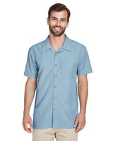 Harriton Men's Barbados Textured Camp Shirt - Harriton M560 Cloud Blue XS