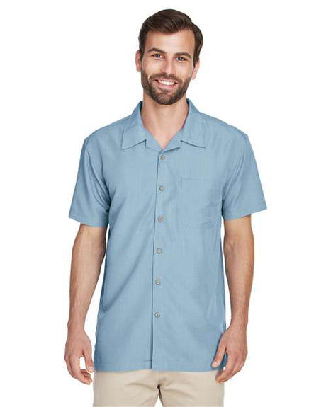Harriton Men's Barbados Textured Camp Shirt - Harriton M560 Cloud Blue XS