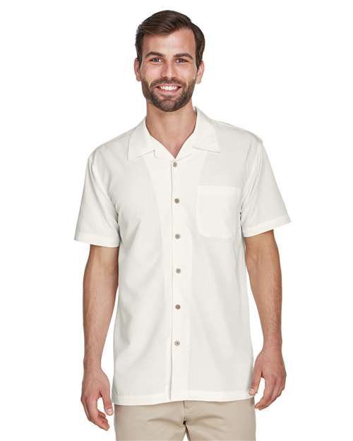 Harriton Men's Barbados Textured Camp Shirt - Harriton M560 Cream XS