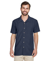 Harriton Men's Barbados Textured Camp Shirt - Harriton M560 Navy XS