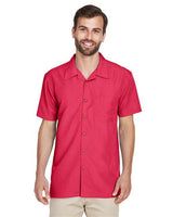 Harriton Men's Barbados Textured Camp Shirt - Harriton M560 Parrot Red XS