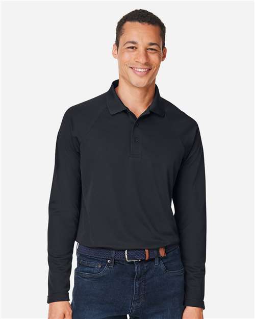 Harriton Men's Charge Snag and Soil Protect Long Sleeve Polo - Harriton M208L Black S