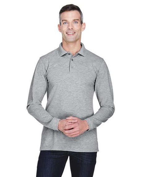 Harriton Men's Easy Blend™ Long Sleeve Polo - Harriton M265L Grey Heather XS