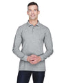 Harriton Men's Easy Blend™ Long Sleeve Polo - Harriton M265L Grey Heather XS