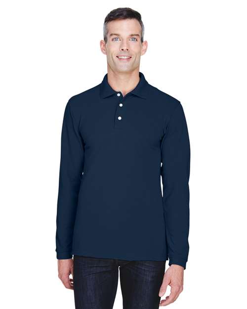 Harriton Men's Easy Blend™ Long Sleeve Polo - Harriton M265L Navy XS