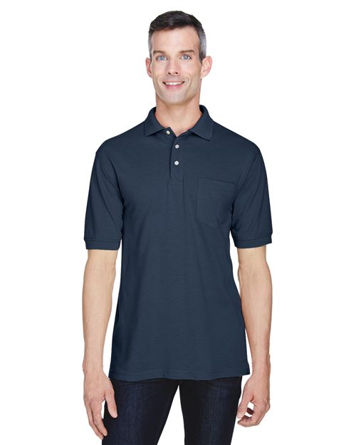 Harriton Men's Easy Blend™ Polo with Pocket - Harriton M265P Black S